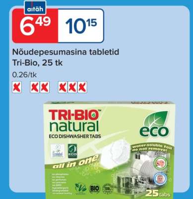 Nõudepesumasina tabletid Tri-Bio, 25 tk
