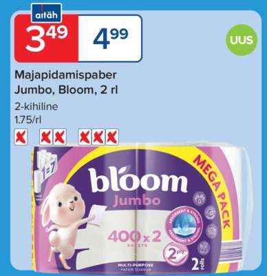 Majapidamispaber Jumbo, Bloom, 2 rl