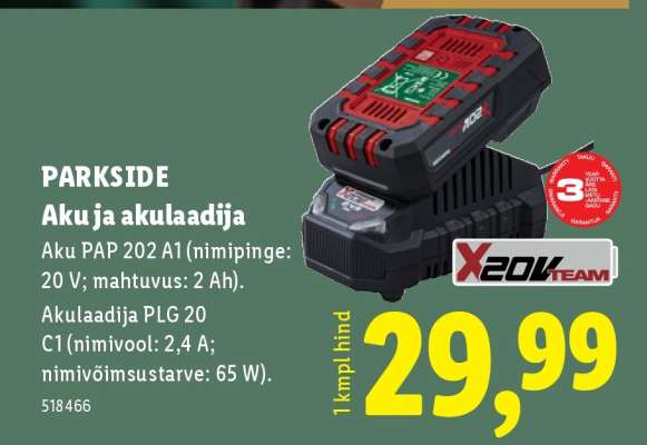 PARKSIDE Aku ja akulaadija