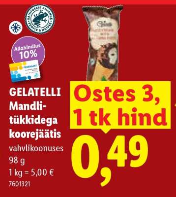 GELATELLI Mandlitükkidega koorejäätis