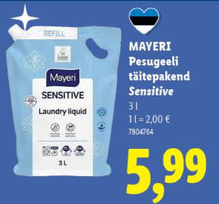 MAYERI Pesugeeli täitepakend Sensitive