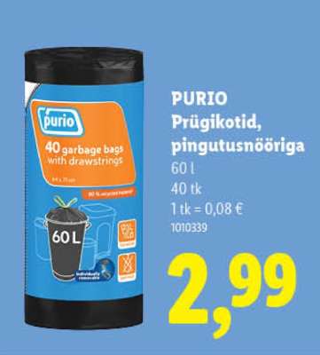 PURIO Prügikotid, pingutusnööriga