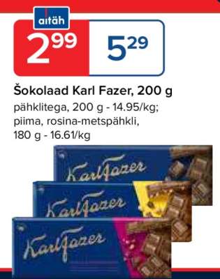 Šokolaad Karl Fazer, 200 g