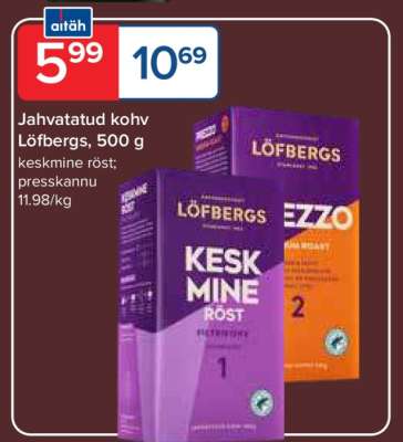 Jahvatatud kohv Löfbergs, 500 g