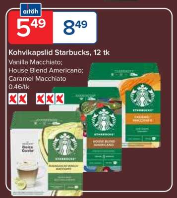 Kohvikapslid Starbucks, 12 tk
