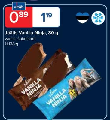 Jäätis Vanilla Ninja, 80 g