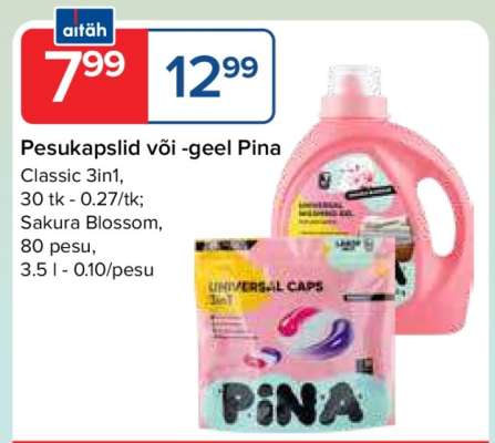 Pesukapslid või -geel Pina