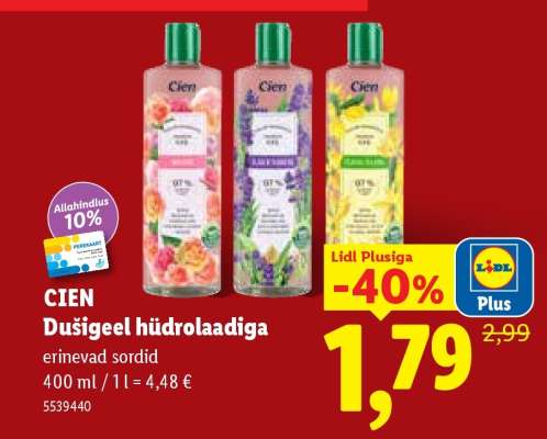 Cien Dušigeel hüdrolaadiga