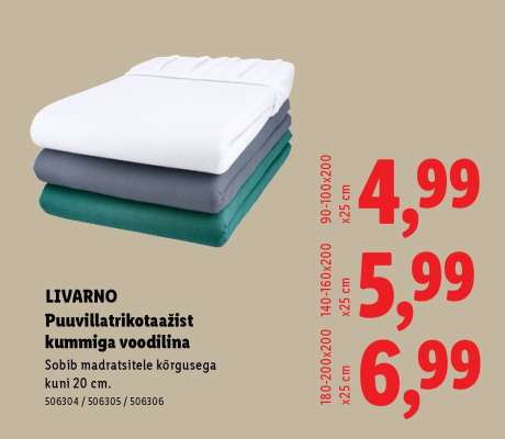 LIVARNO Puuvillatrikotažist kummiga voodilina