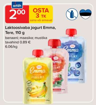 Laktoosivaba jogurt Emma, Tere, 110 g