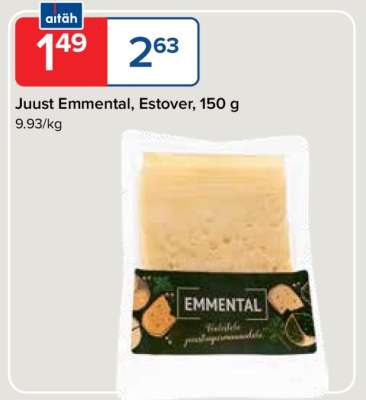 Juust Emmental, Estover, 150 g