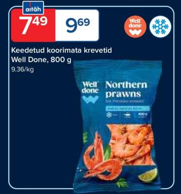 Well Done Northern prawns