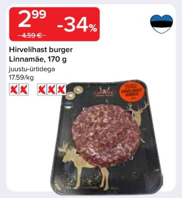 Hirvelihast burger Linnamäe