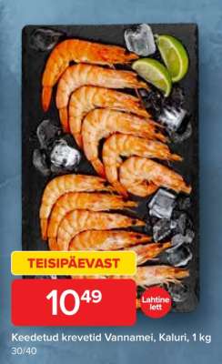 Keedetud krevetid Vannamei, Kaluri