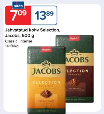 Jahvatatud kohv Selection, Jacobs, 500 g