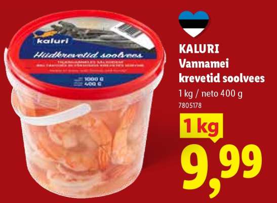 KALURI Vannamei krevetid soolvees