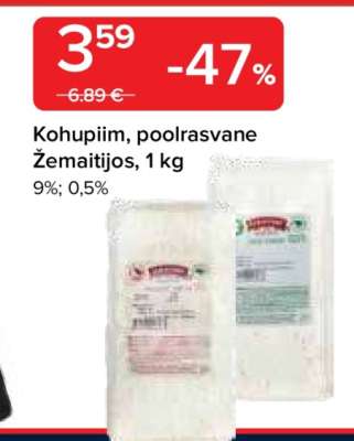 Kohupiim poolrasvane Žemaitijos, 1 kg
