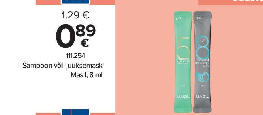 Šampoon või juuksemask Masil, 8 ml