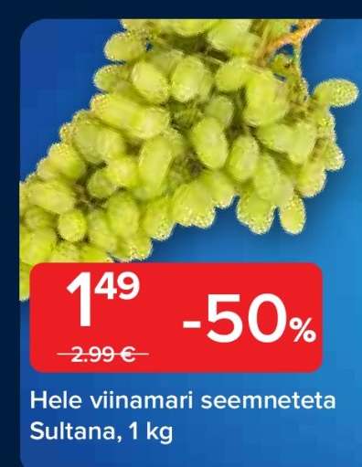 Hele viinamari seemneteta Sultana, 1 kg