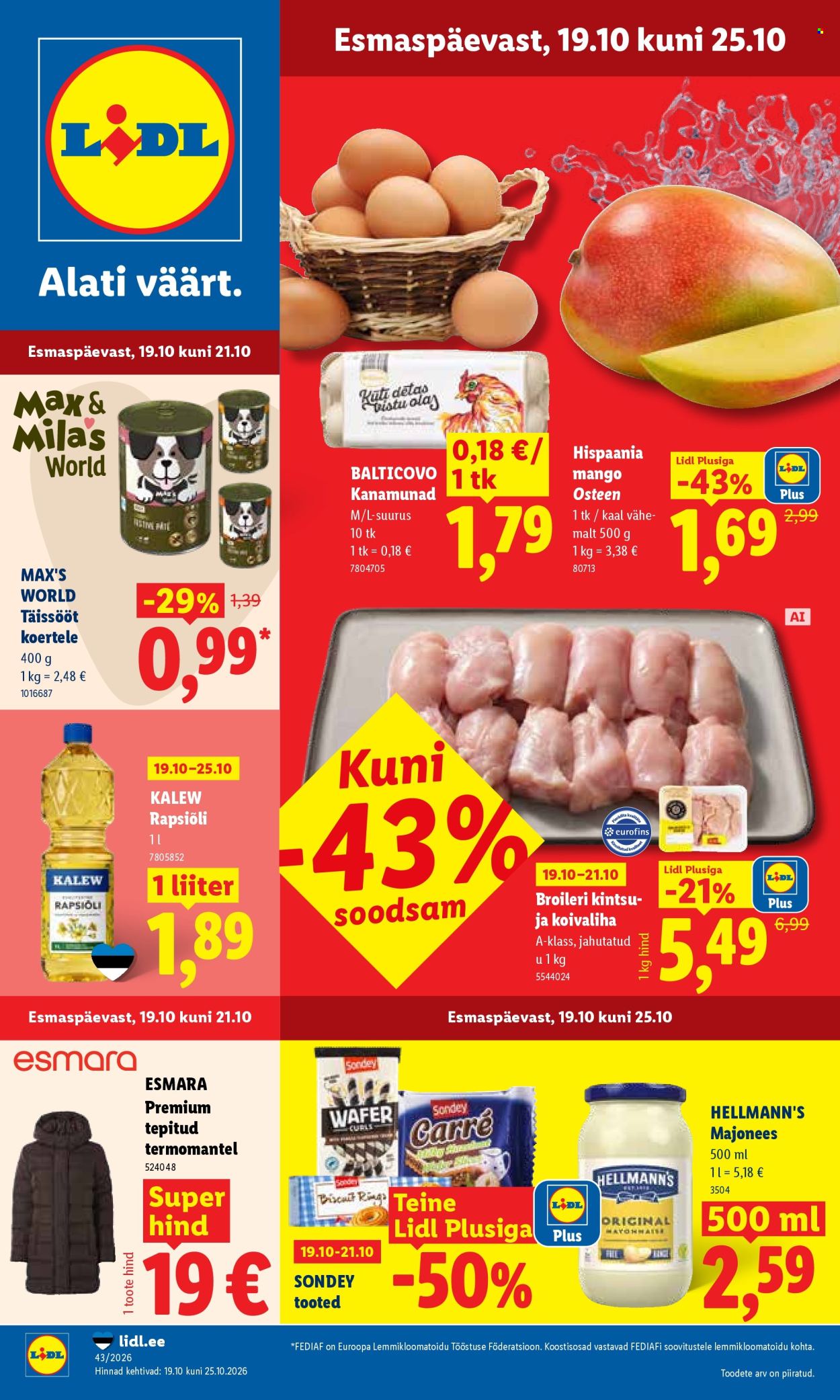 Lidl kliendileht - 19.10.2026 - 25.10.2026. Lehekülg 1