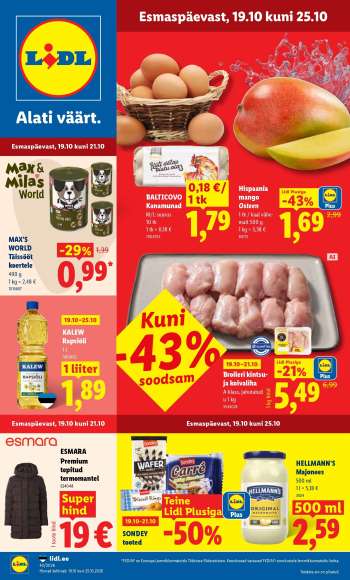 Kaupluse Lidl kliendileht - 19.10.2026 - 25.10.2026.