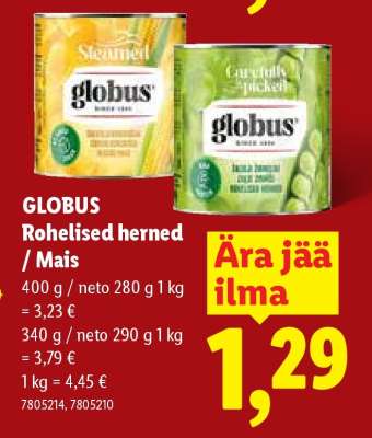GLOBUS Rohelised herned / Mais