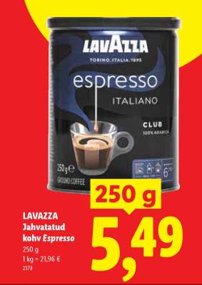 LAVAZZA Jahvatatud kohv espresso
