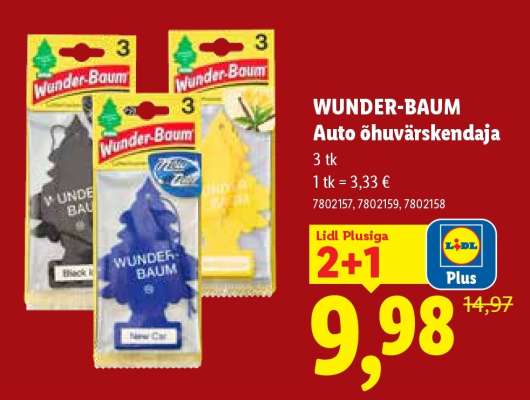 Wunder-Baum Auto õhuvärskendaja
