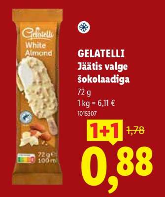 GELATELLI Jäätis valge šokolaadiga