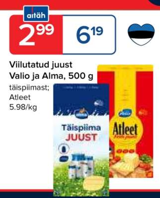 Viilutatud juust Valio ja Alma, 500 g