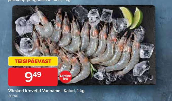 Värsked krevetid Vannamei, Kaluri