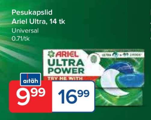 Pesukapslid Ariel Ultra, 14 tk