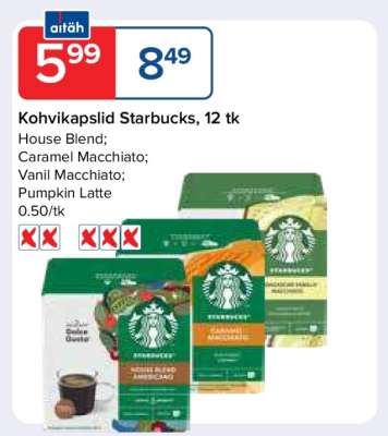 Kohvikapslid Starbucks, 12 tk