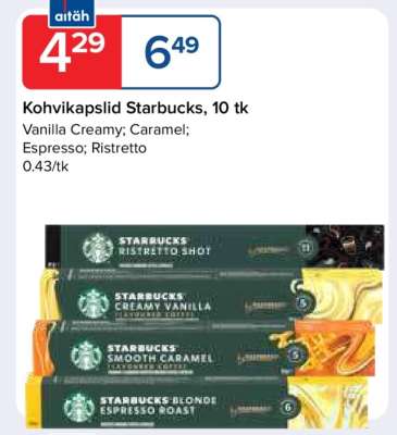 Kohvikapslid Starbucks, 10 tk
