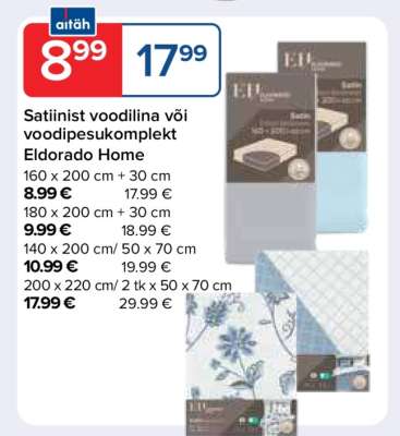 Satiinist voodilina või voodipesukomplekt Eldorado Home